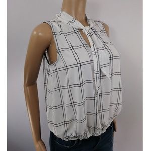 5W Off White & Black Stripe Blouse, Elastic waist